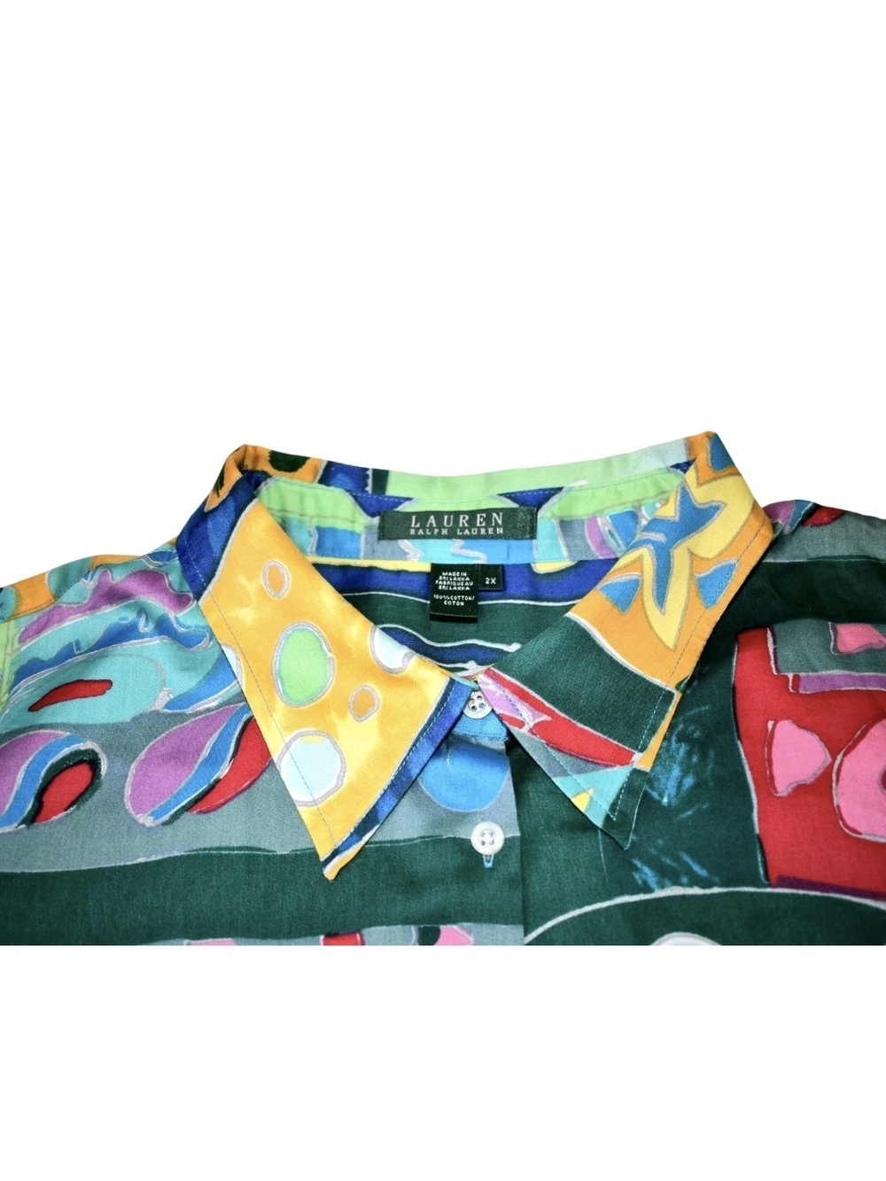 Lauren Ralph Lauren Abstract Art Novelty Print Blouse –Women's Size 2X - Picture 4 of 7
